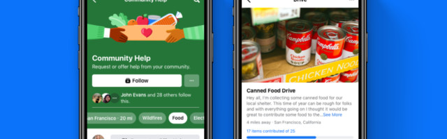 Facebook launches ‘Drives,’ a U.S.-only feature for collecting food, clothing and other necessities for people in need