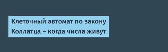Клеточный автомат по закону Коллатца — когда числа живут