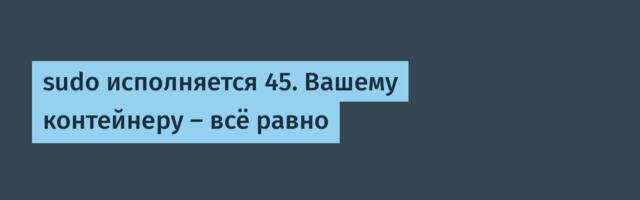 sudo исполняется 45. Вашему контейнеру — всё равно