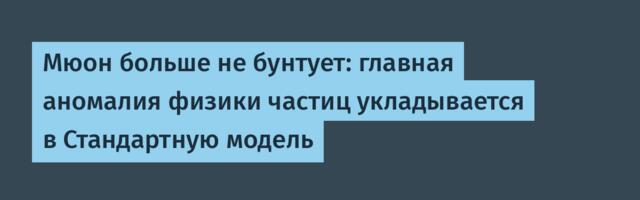 Мюон больше не бунтует: главная аномалия физики частиц укладывается в Стандартную модель