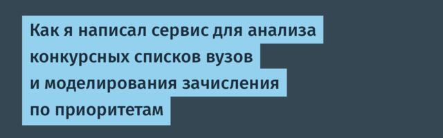 Как я написал сервис для анализа конкурсных списков вузов и моделирования зачисления по приоритетам