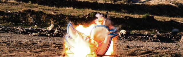 The 560-pound Twitter sign met a fiery end in a Nevada desert