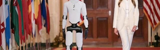 Melania Trump Escorted by Talking Humanoid Robot at White House Tech Summit