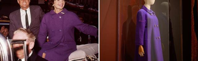 Jacqueline Kennedy Onassis' election night coat sold at auction for $50,800. Photos show the iconic look.