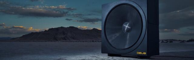 That's not a sub, THIS is a sub — Deus Audio's 60-inch infrasonic bass driver is nearly 6 feet tall, can hit 8Hz, and handles 20,000W of power. This would be the ultimate home theater upgrade…