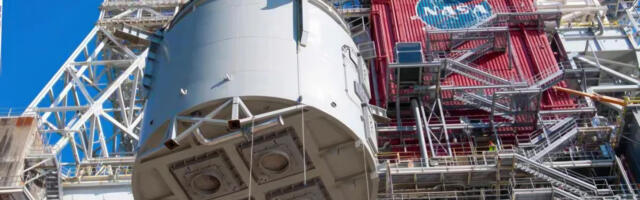 NASA spent October hoisting a 103-ton simulator section onto a test stand to prep for the next Moon mission