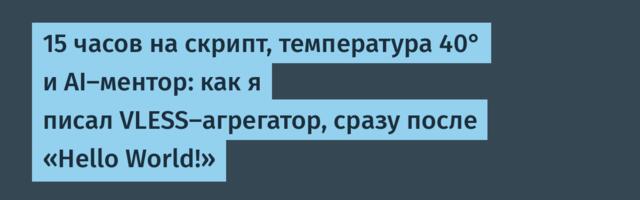 15 часов на скрипт, температура 40° и AI-ментор: как я писал VLESS-агрегатор, сразу после «Hello World!»