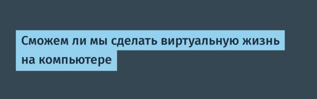 [Перевод] Сможем ли мы сделать виртуальную жизнь на компьютере