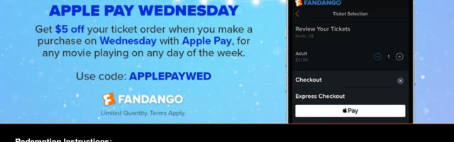 Apple Pay Promo Offers $5 Off Fandango Movie Tickets Today