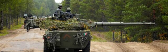 A Ukrainian crew said its Italian tank gun hit a house that was 120 football fields away