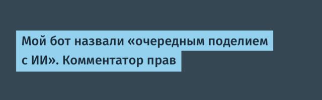 Мой бот назвали «очередным поделием с ИИ». Комментатор прав