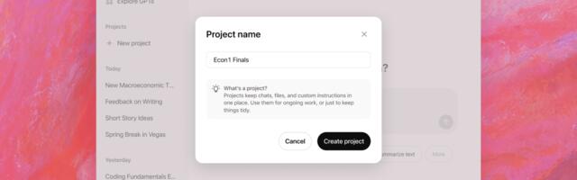 OpenAI launches ChatGPT Projects, letting you organize files, chats in groups