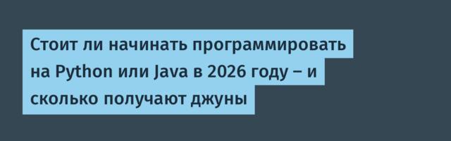 Стоит ли начинать программировать на Python или Java в 2026 году — и сколько получают джуны