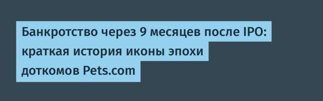 Банкротство через 9 месяцев после IPO: краткая история иконы эпохи доткомов Pets.com