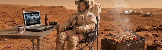 Астронавт отдыхает на Марсе