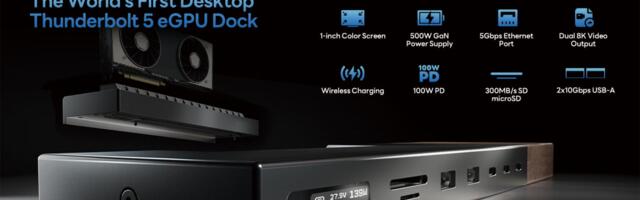 This Thunderbolt 5 eGPU dock is the Swiss Army knife of all docks for $399 — 500W GaN power supply, M.2 slot, 5G Ethernet networking, LCD screen, and wireless charger all in one