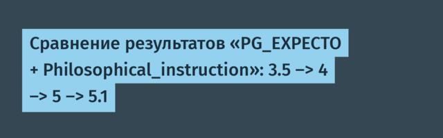 Сравнение результатов «PG_EXPECTO + Philosophical_instruction»: 3.5 -> 4 -> 5 -> 5.1