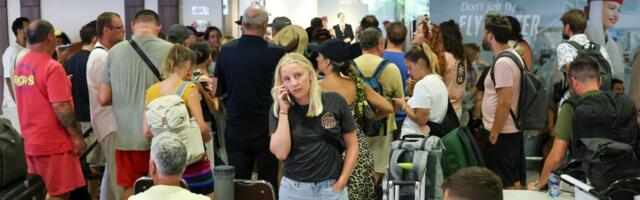 Photos show chaos at airports as passengers are left stranded due to canceled flights
