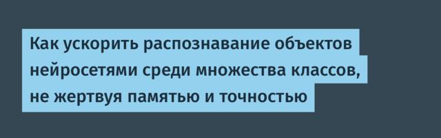 Как ускорить распознавание объектов нейросетями среди множества классов, не жертвуя памятью и точностью
