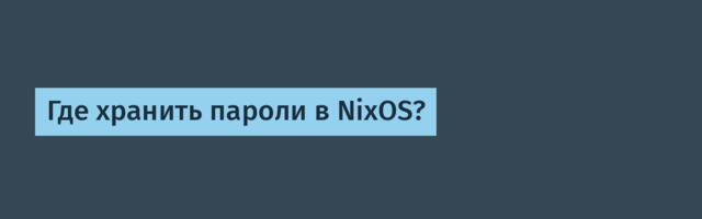 Где хранить пароли в NixOS?