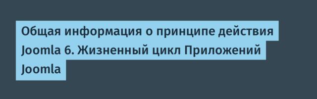 Общая информация о принципе действия Joomla 6. Жизненный цикл Приложений Joomla