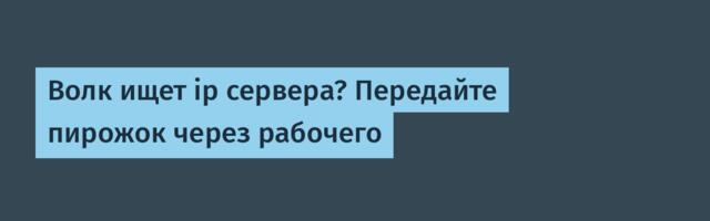 Волк ищет ip сервера? Передайте пирожок через рабочего