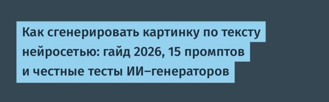 Как сгенерировать картинку по тексту нейросетью: гайд 2026, 15 промптов и честные тесты ИИ-генераторов
