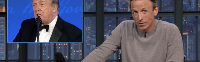 Seth Meyers gleefully reacts to Trumps White House Correspondents Dinner roast