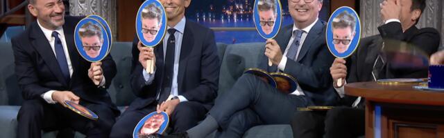 Stephen Colbert interviewing Kimmel, Fallon, Meyers and Oliver at the same time is beautiful chaos
