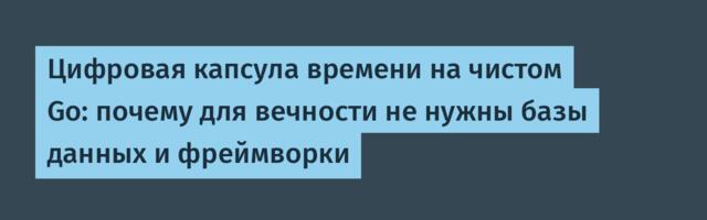 Цифровая капсула времени на чистом Go: почему для вечности не нужны базы данных и фреймворки