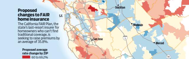 Map: See where California FAIR Plan seeks home insurance rate hikes