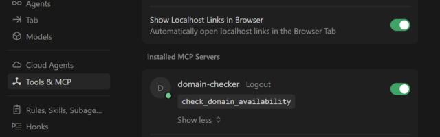 Умный выбор домена: MCP-Server + Cursor. Как я перестал перебирать занятые имена