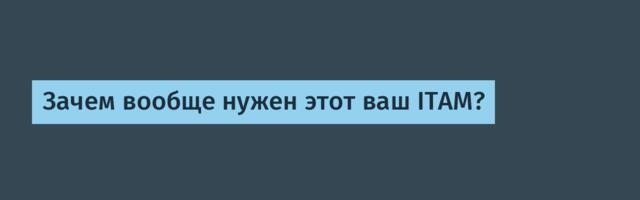 Зачем вообще нужен этот ваш ITAM?