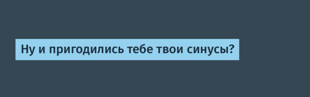 Ну и пригодились тебе твои синусы?