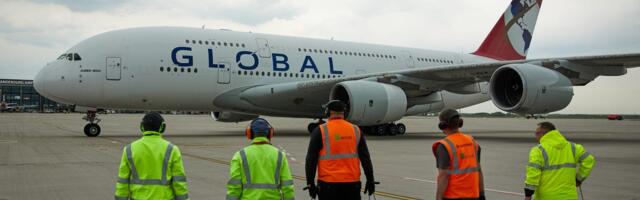 A startup airline with an Airbus A380 is making its first official flight across the Atlantic