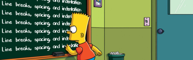 Dark code-style academy: line breaks, spacing, and indentation