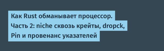 Как Rust обманывает процессор. Часть 2: niche сквозь крейты, dropck, Pin и провенанс указателей