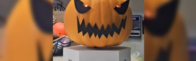 This creepy Raspberry Pi jack-o-lantern turns to face anyone who walks by