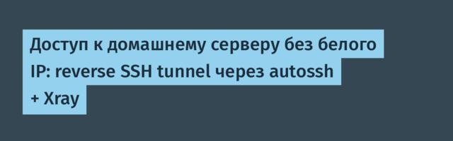 Доступ к домашнему серверу без белого IP: reverse SSH tunnel через autossh + Xray