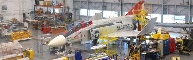 Inside the restoration hangar where the National Air and Space Museum repairs and preserves historic aircraft for display