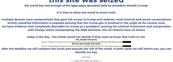 Trump’s campaign website hacked by cryptocurrency scammers