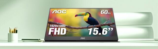 AOC's 15-inch 1080p portable monitor dips below $50 — budget offering includes speakers, HDMI connectivity, and a smart cover
