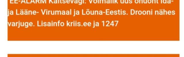 В ряде регионов Эстонии вновь разосланы сообщения о дроновой опасности