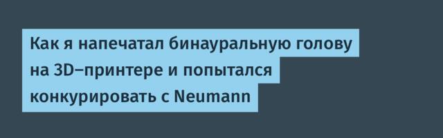 Как я напечатал бинауральную голову на 3D-принтере и попытался конкурировать с Neumann