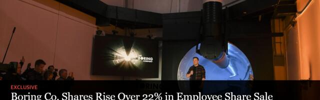 Boring Co. Shares Rise Over 22% in Employee Share Sale