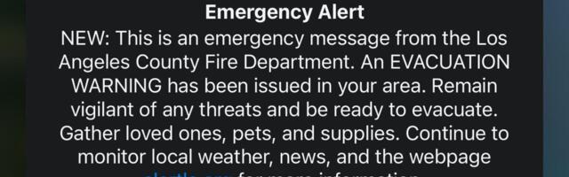 This wildfire evacuation alert accidentally went out to everyone in LA County