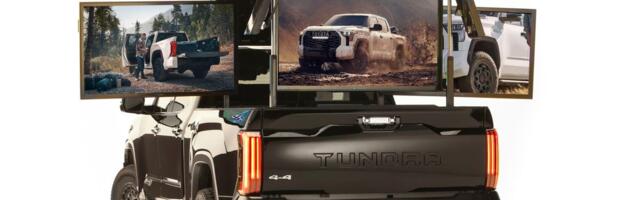 Toyota mounted five big-screen TVs to this Tundra truck