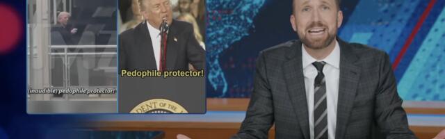 Daily Show reacts to Trump being called a pedophile protector during speech