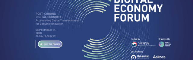 South Korean Ministry of Economy and Finance-Korea Startup Forum to organise virtual ‘Digital Economy Forum 2020 (DEF2020)’ on September 11, 2020