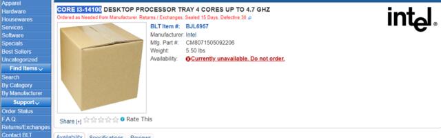Unreleased Intel Core i3-14100 teased at $150 price point by early listing